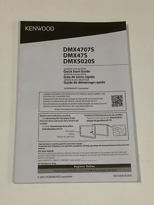 KENWOOD  OWNER  MANUAL FOR MODELS  DMX4707S   DMX47S    DMX5020S