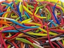 75 Assorted Colors TAPPERED TROUT/FINESS WORM Soft Plastic Fishing Lure Bait