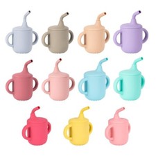 Silicone Baby Sippy Cups, Training Cups for Toddler and Baby With Straw Handle
