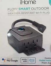 iHome Flow Smart Outdoor Weather Resistant Wi-Fi Plug 2 Smart Outlet