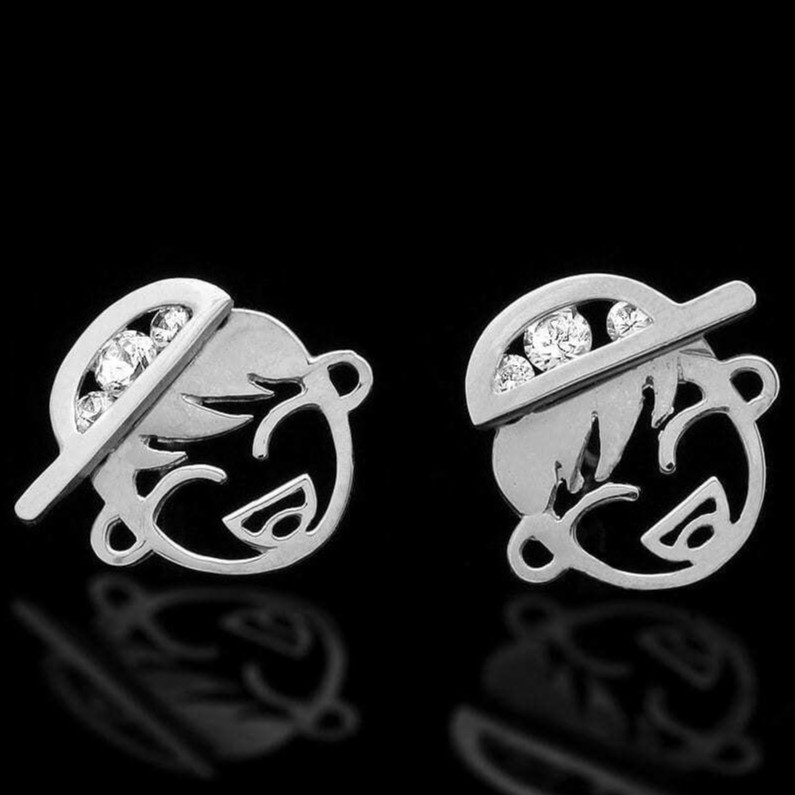 Aretes de oro blanco de 14 quilates de 0,20 quilates para niño con tapa