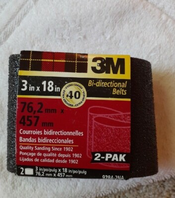 3M 9284-2NA Bi-directional Belts. 40 Extra Coarse. 3'' x 18'', 2 in package. NEW