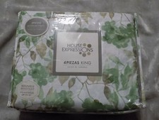 King Green 4 Pc Sheet Set Polyester Wrinkle Resistant Bed Sleep Patterned NEW