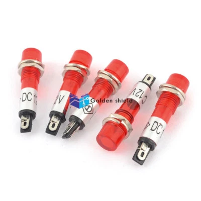 5 Pcs Red Bulb Power Signal Indicator Pilot Light Lamp AC DC 12V 7mm✦Kd - Image 1 of 2