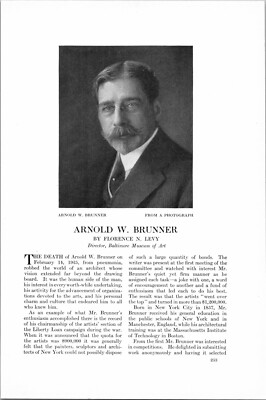 1925 Magazine Article * Arnold W. Brunner Architect by Florence Nightingale Levy