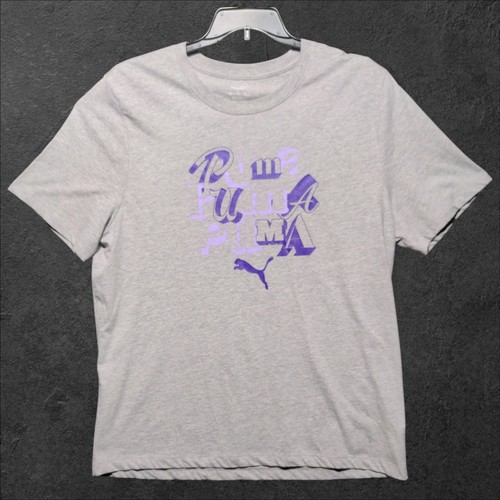 Puma Font Graphic Crew Neck Short Sleeve Light Gray Heather T-Shirt Men's 2XL