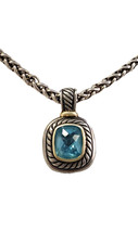 David Yurman Blue Topaz Albion Pendant Necklace With Chain
