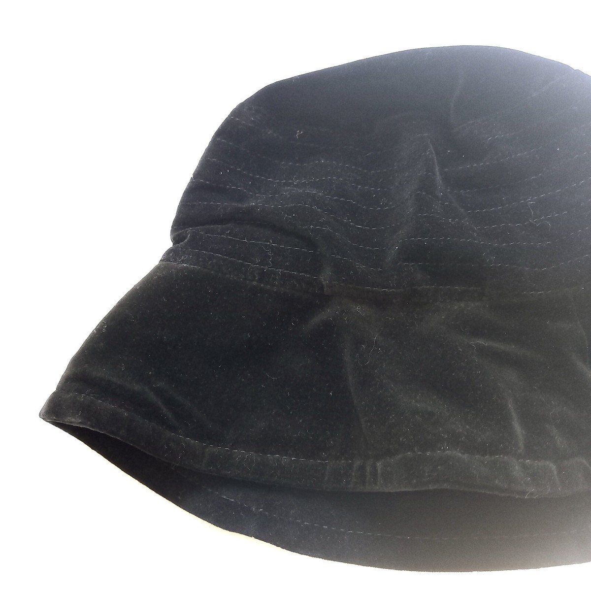 Vintage Kangol Velvet Bucket Hat Black 90s Y2K Cloche Rapper Small