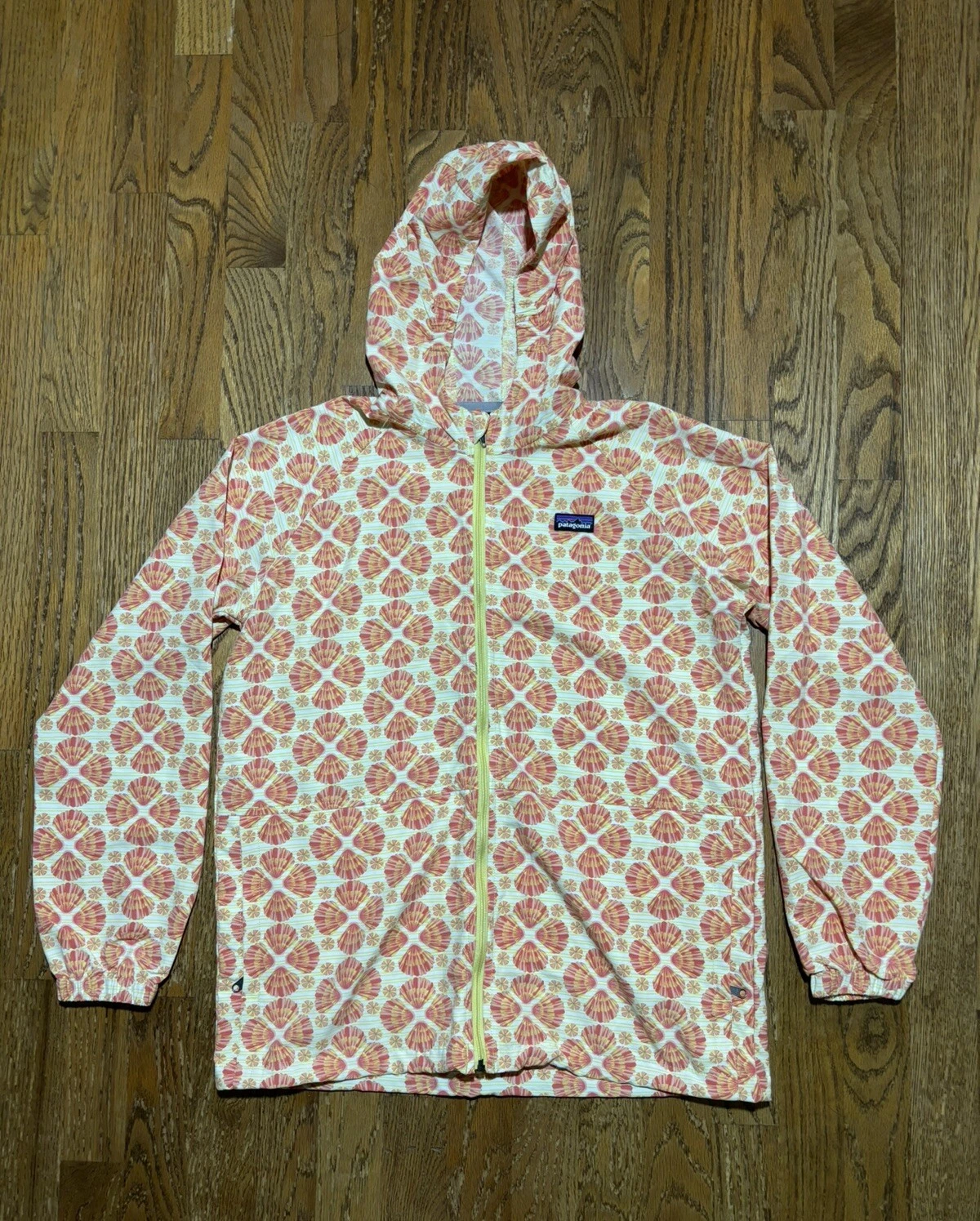 Patagonia Jacket Windbreaker Girls Full Zip Hooded Pattern Size L (12)