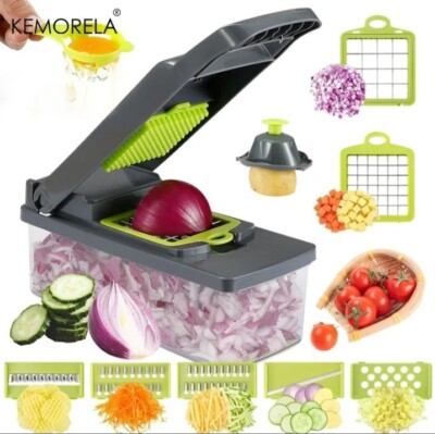 14 In 1 Multifunctional Vegetable Cutter Slicer With Basket Gadgets Kitchen New