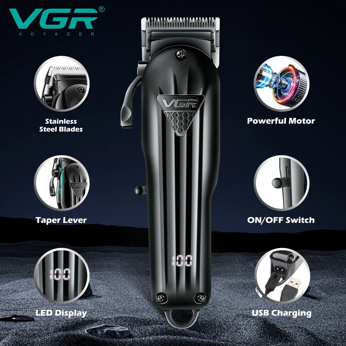 VGR Hair Clipper Cordless Hair Trimmer Professional Hair Cutting Machine Electric 9000 Rpm Haircut Clipper For Men V 003 V 906 I4467261451 - View #5