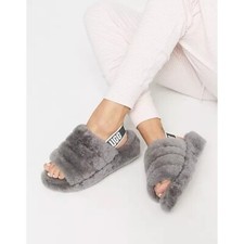 UGG Fluff Yeah Slide Slippers in Gray Womens Size 6 37