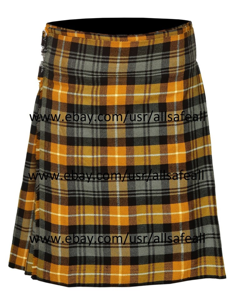 Black Stewart Men's 5 Yard Tartan Kilt - 13oz Acrylic Highland Kilt, Adjustable Straps, 24 Inch Length, Machine Washable - View #3