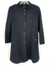 Austria By Geiger Womens Size 38 Button Up Long Jacket Coat Black Pockets Solid