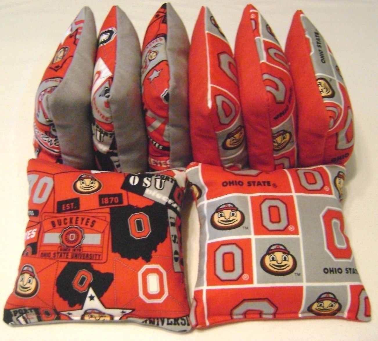 OHIO STATE BUCKEYES CORNHOLE BEAN BAGS OSU BUCKS 8 TOP QUALITY TAILGATE ...