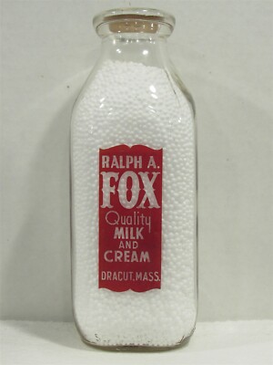 SSPQ Milk Bottle Ralph A Fox Dairy Farm Dracut MA Mass MIDDLESEX COUNTY ...