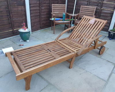 Holz Sonnenliege Massivholz Klappliege Rollstuhl Garten Terrasse Liege