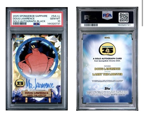 SpongeBob 25th Anniversary /10 Black Sapphire Larry auto PSA 10 Pop 1 
