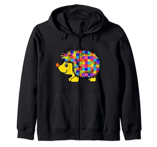 Hedgehog Autism Porcupine Gift Jigsaw Puzzle Girls Boys Zip Hoodiefrom JP