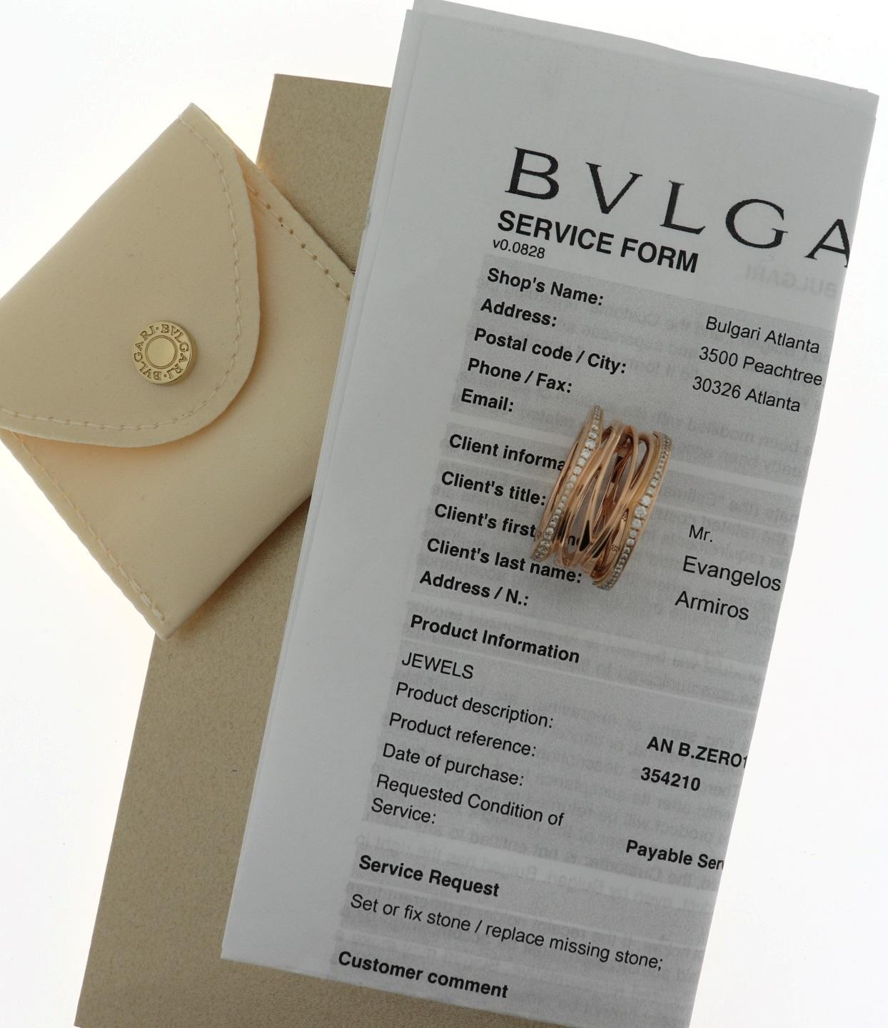 Bulgari Bvlgari B.Zero1 B Zero One Zaha Hadid 18K Rose Gold Diamond Ring Sz 55 image 6