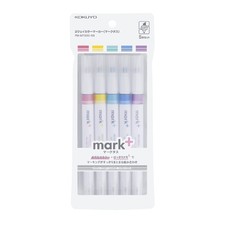 KOKUYO Pastel Highlighters, Dual-Tip 1 Count Pack of 5 , Colors