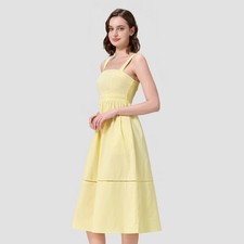 Women's Poplin Fit and Flare Midi A-Line Dress - A New Day Yellow XXL