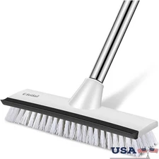 2-in-1 Heavy Duty Scrub Brush & Scraper Adjustable Handle Cleaning Floors New