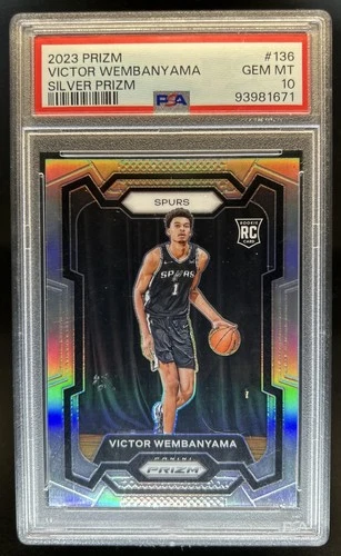 2023-24 Panini Prizm Victor Wembanyama RC Prizm Silver Rookie #136 Spurs PSA 10