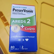 Bausch + Lomb PreserVision Areds 2 + CoQ10 100mg - 80 Softgels . Exp 7/26 ++