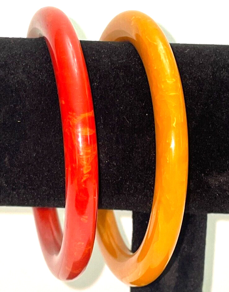 Butterscotch Orange Bakelite Bangle Bracelet Lot … - image 1