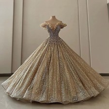 Luxury QuinceaneraDress forGirl Beading Sequined Off the Shoulder Oneck Vestidos