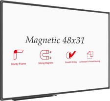 Magnetic Whiteboard/White Board, Dry Erase Board 48 X 31 Inch, Black Aluminum Fr