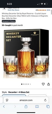 Royal Reserve Whiskey Decanter With 4 Glasses