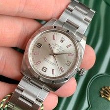 Rolex Air-King 114210 Automatic Wristwatch - Rare Pink 3-6-9-12 Numerals Dial 6