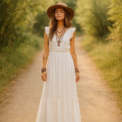 PopSugar Women's Linen Cotton White Ruffle Sleeve Belted Midi Dress XXL  V-Neck | eBay