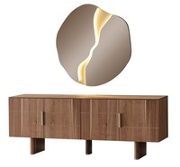 Braun Sideboard Mit Spiegel Schrank Anrichte StauraummöBel Kommodenschrank