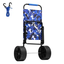 KFFKFF Steel Garden Cart with Foldable Design,Metal,Black Blue,NEW