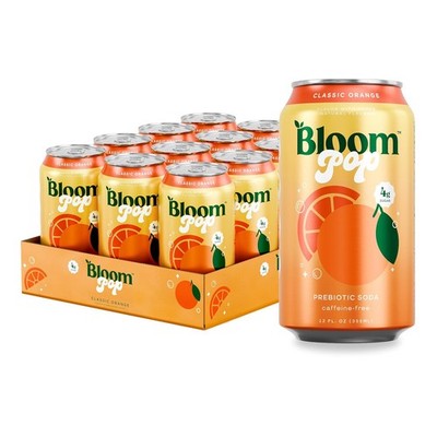BloomPop Prebiotic Soda Classic Orange Soda for Gut Low Calorie No Caffeine 12oz