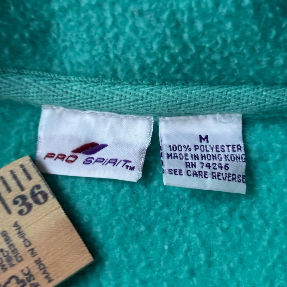 Chaqueta polar Pro Spirit M años 90 verde azulado cremallera completa cintura elástica Y2K atlética Foto 3 de 4