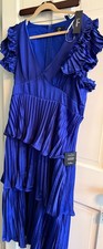 Lulus Molinetto blue Lace Ruffled Tiered Sleeveless Maxi Dress NEW fancy party