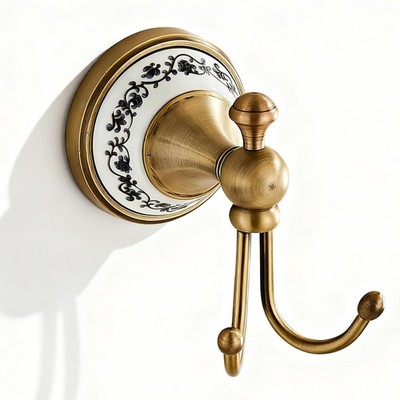 NEWRAIN Towel Hooks for Bathrooms, Wall Mounted Antique Brass Towel Holder, H...