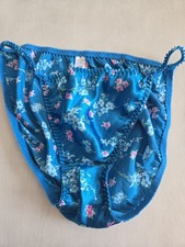 Beautiful Floral Satin String Bikini Panty, Size 8