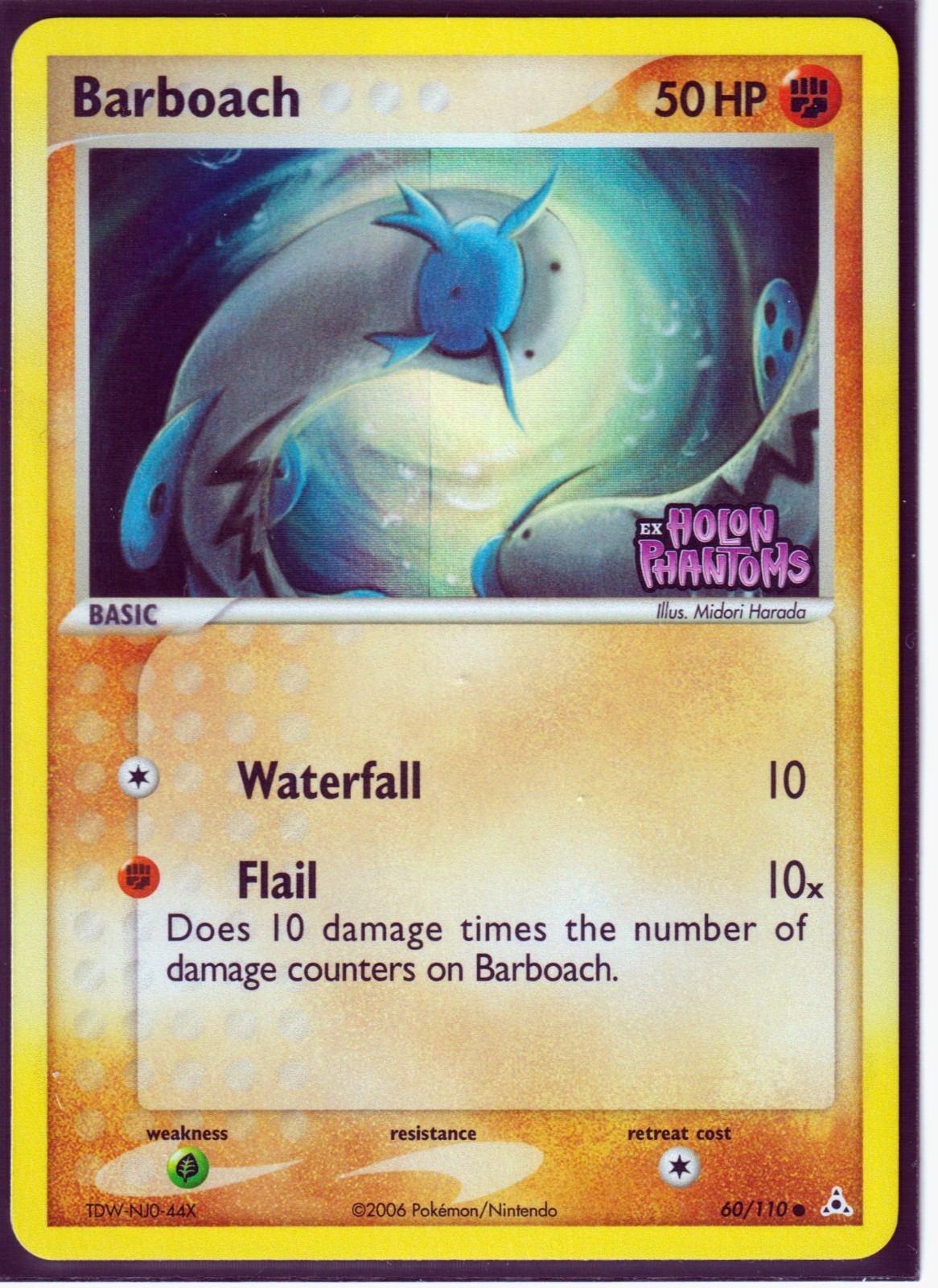 VINTAGE 2006 POKEMON BARBOACH 60/110 EX HOLON PHANTOMS -REVERSE HOLO- STAMPED NM