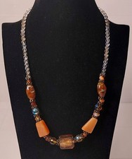 Bernsteinfarbene Kette – Vintage Design – Glas/Harz – Modeschmuck