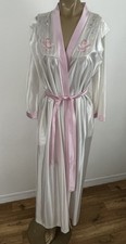 Vintage Lorraine Women's M Nylon Long Gown Nightgown Pink Plunge Neckline