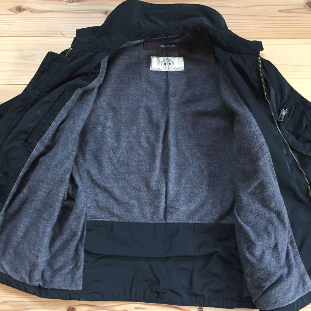 sage de cret　BEAMS PLUS 　MA-1 ジャケット　S Beams Plus Relaxed military bomber in sage cotton sateen