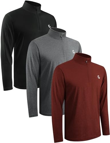 3 Упаковки пуловеров с застежкой-молнией на четверть дюйма, мужские толстовки с длинным рукавом, быстросохнущие