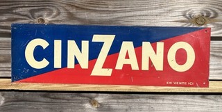 Plaque publicitaire non émaillée ancienne CINZANO apéritif en tôle
