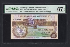 Guernsey 5 Pounds ND(1980-89) P49a Uncirculated Grade 67