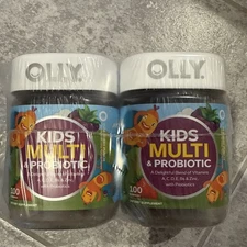 2 Bottles OLLY Kids Multivitamin & Probiotic Gummy, Digestive 100 Count